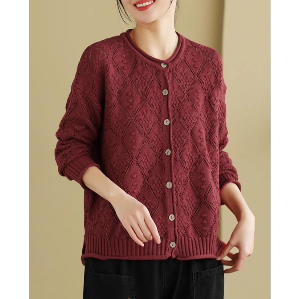 

DIMANAF 2024 свитер осень зима женские однотонные свитера куртка вязаный кардиган повседневный свободный красный свитер One Size фиолетовый