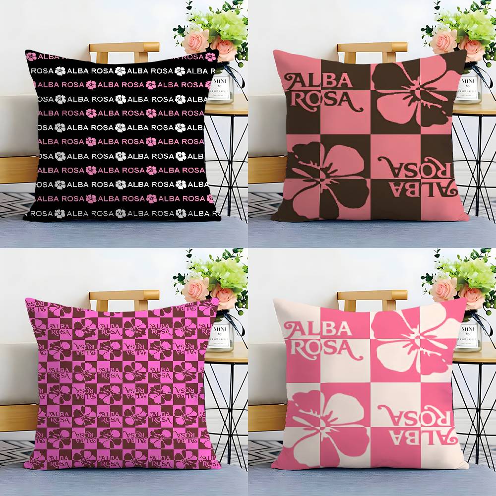 Fashion A-ALBA R-ROSA Pillow Case Home Double-sided Printing Short Plush Colorfast Microfiber Cushion Cover
