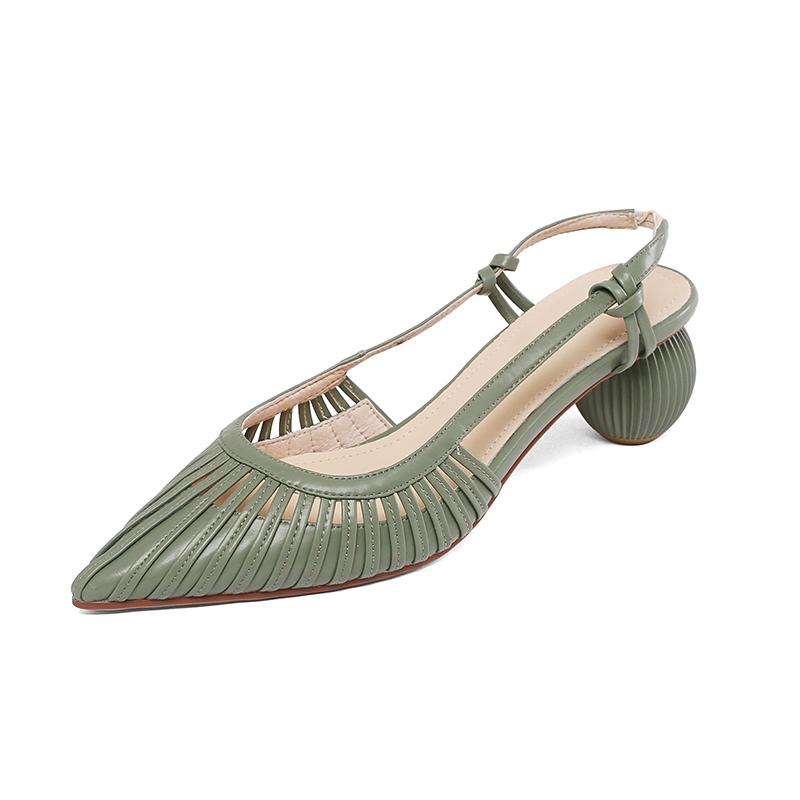 Mode 2024 Sommer/Frühling Damen Schuhe Spitz Zehe Sandalen Riemchen Mittelhohe Absätze Spaltleder Kleiderschuhe für Damen Rom Gladiatoren Schuhe