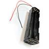 TrendBox Pack of 10pcs For 8xAA (4x2) Battery 12V LR6 UM3 Column Black Plastic Storage Case Holder Clip Type with 6" Two Wire 22AWG Spring Lead Flat