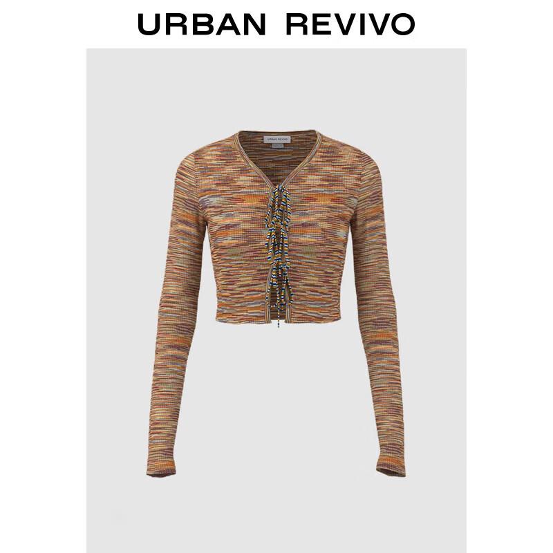 

UR 2024 Осенний Женский Вязаный Кардиган с V-образным вырезом и завязками спереди, Эстетика Майяра XL