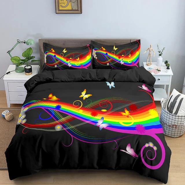Musical Note Bedding Set 3pcs Music Theme Quilt Cover King/Queen Size Fashionable Psychedelic Soft Duvet Cover With Pillowcase