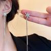 Korean Luxury Shining Zircon Snowflake Long Tassel Stud Earrings for Women Two Ways To Wear Earrings Fashion Designer Jewelry