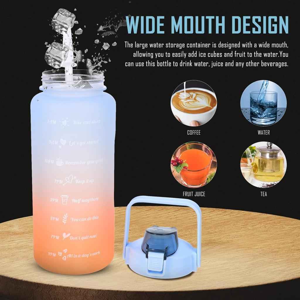 2 Liter Sports Water Bottle With Straw Men Women Fitness Water Bottles Outdoor Cold Water Bottlesc With Time Marker Drinkware