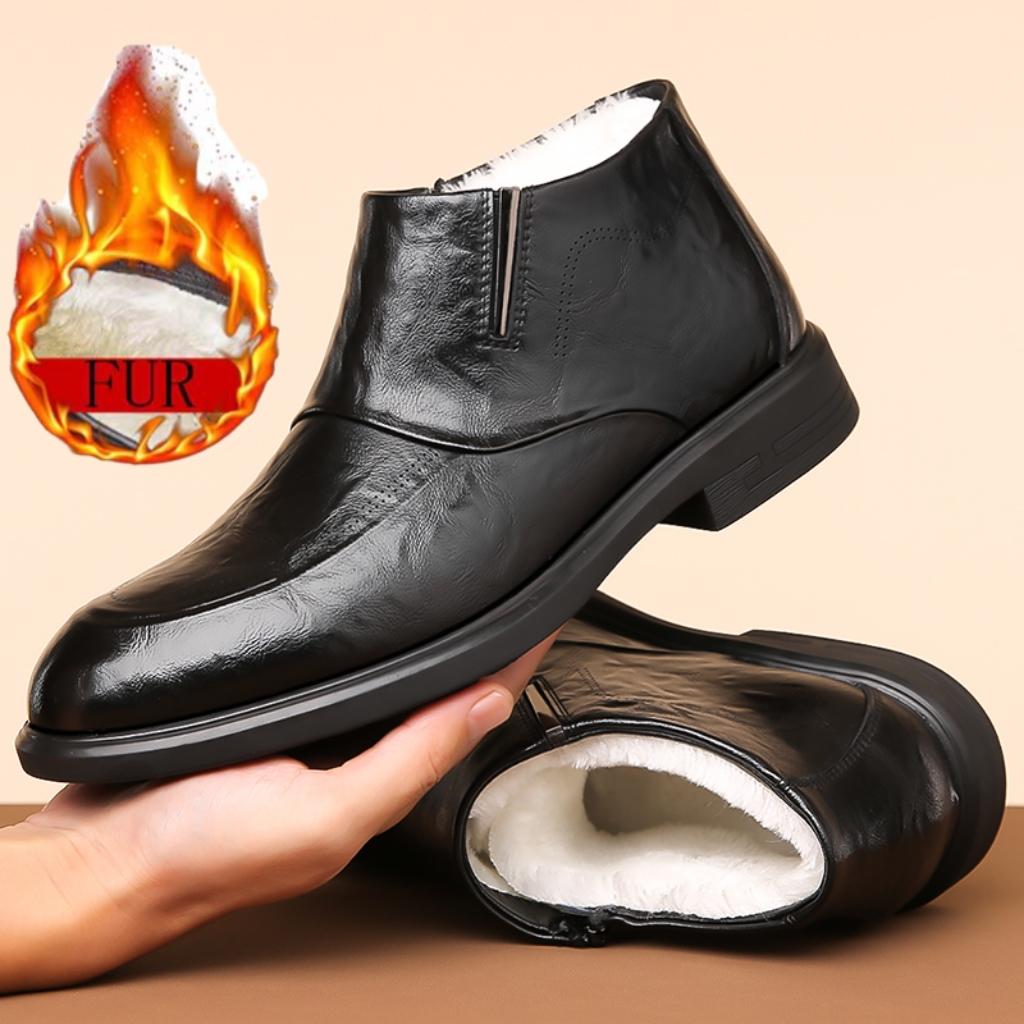 

Чоловіче взуття зимове шкіряне взуття водонепроникне чоловіче плюшеве зігрітися на товстій підошві відкритий щиколотки снігові чоботи повсякденне взуття 41