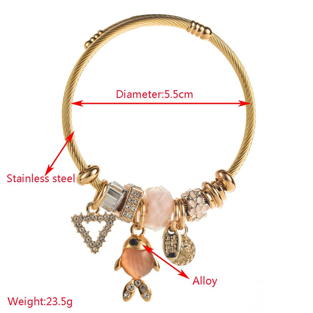 European and American Niche Stainless Steel Panjia Bracelet Fashion Fresh Bracelet Alloy Goldfish Pendant Adjustable Girlfriends' Bracelet