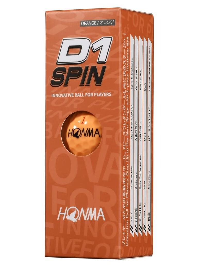 Honma Golf Topları D1 SPIN Yumuşak Mesafe Golf 1 Düzine Harika D-1 2023, 2 Parçalı Toplar, (12 Top), Portakal. Değer.