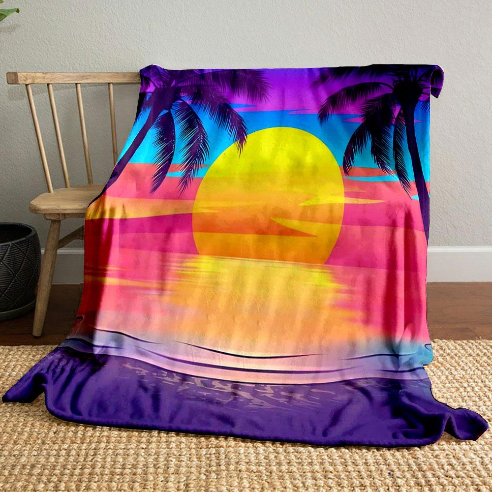 Tropical Sunset Paradise Print Blanket Soft and Cozy Perfect for the Living Room Bed Sofa or a Nap,gift