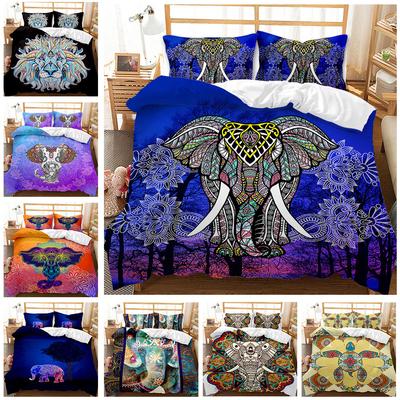 Estilo Bohemio Étnico Elefante Cama Tres Piezas Funda Nórdica Sábanas