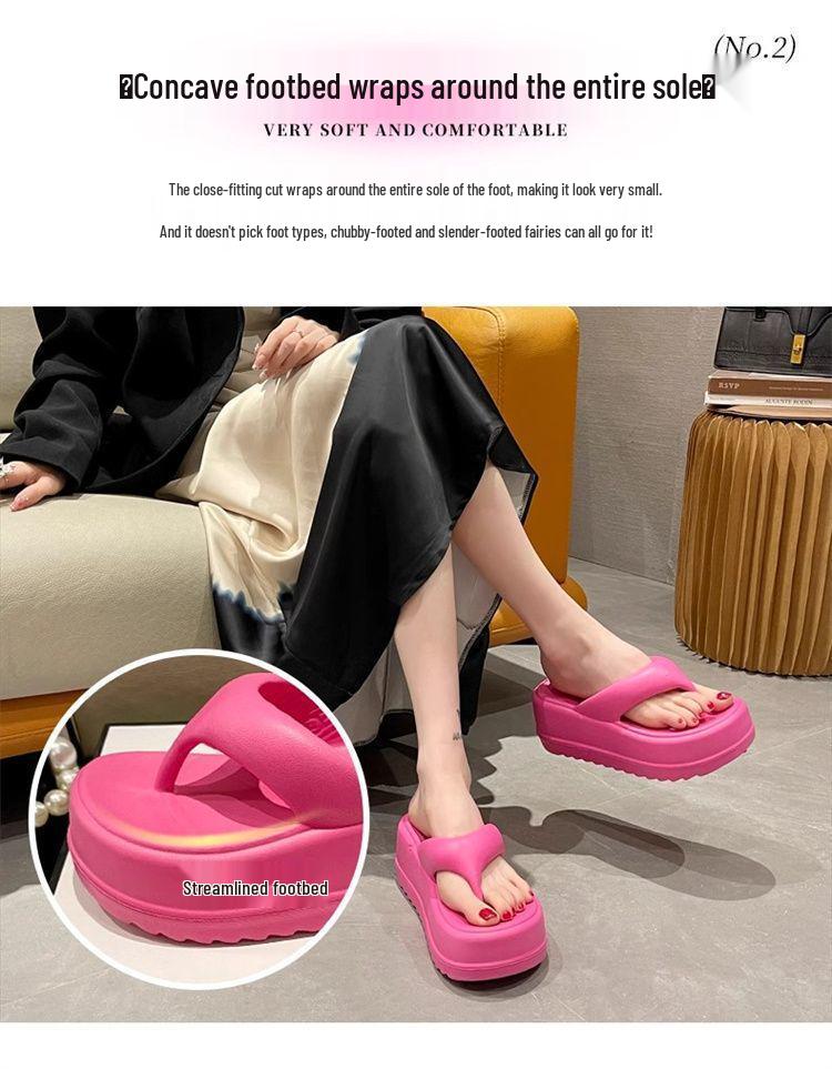 Damen EVA Zehensandalen mit dicker Sohle - 7cm Höhenboost, Rutschfest, Weiche Sohle mit Zehensteg, Perfekt für den Sommer im Freien