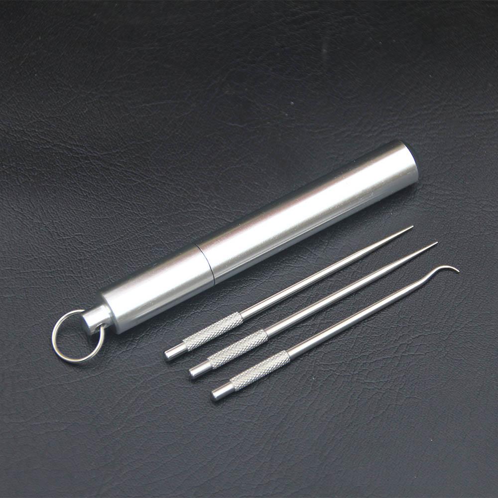 Porta-stuzzicadenti in metallo di titanio portatile da esterno, custodia a forcella riutilizzabile impermeabile per viaggi, campeggio, pesca, feste, forniture da cucina