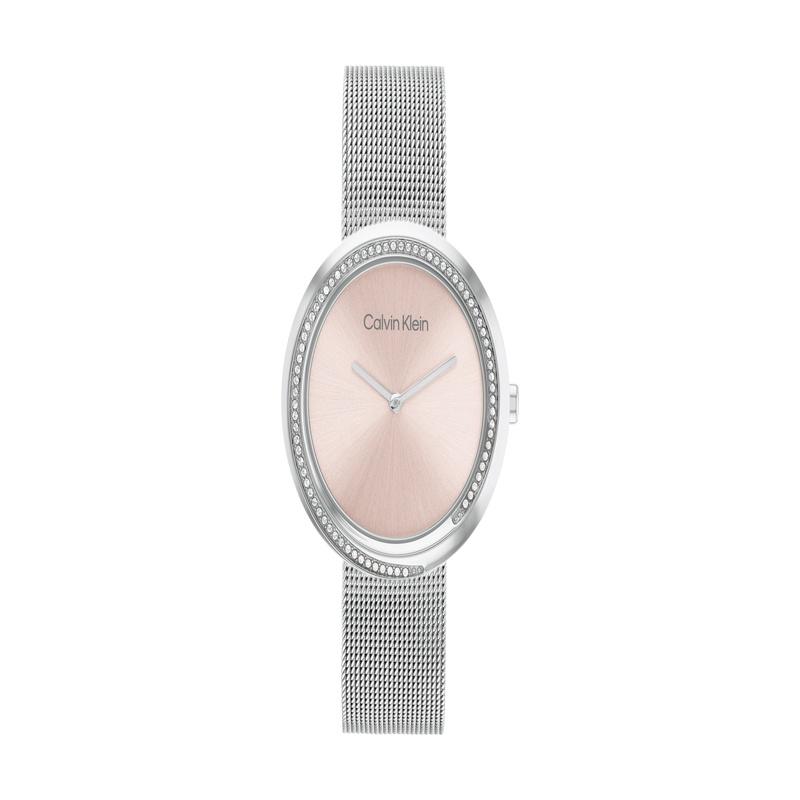 Calvin Klein Mode Serie Horloge Kwarts Uurwerk Roestvrijstalen Band 34mm Roze Wijzerplaat Dameshorloge 30 Meter Waterdicht 25200149-