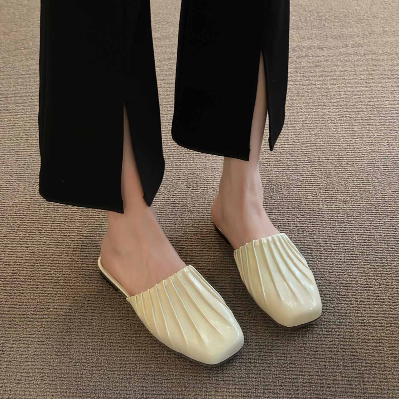 

Сандалии на плоской подошве, Single Shoe Temperament, женская обувь, новинка сезона весна/лето 2023 г., для ношения на открытом воздухе 40 бежевый