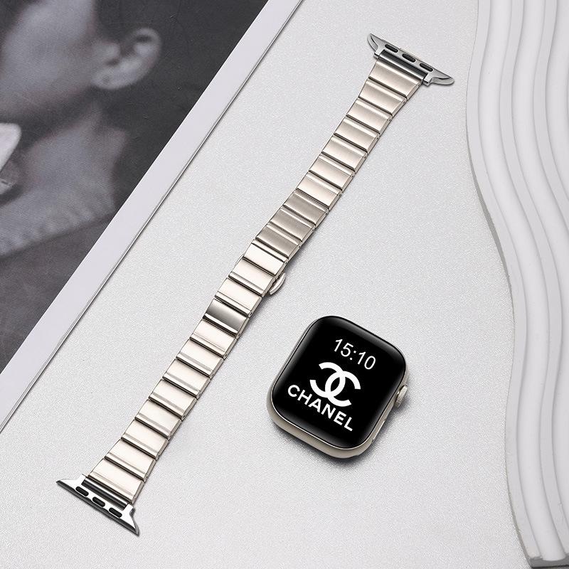 Brățară Apple iWatch cu cataramă fluture cu zale bambus pentru Seria 10/11