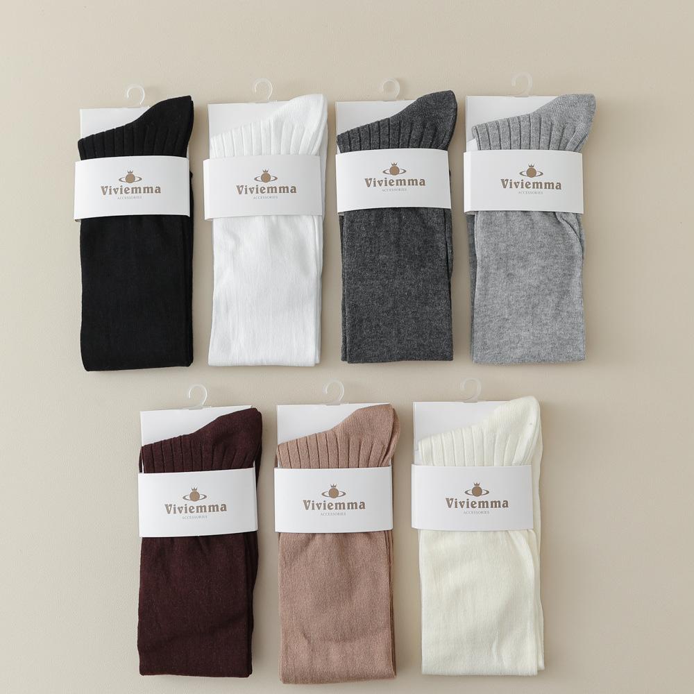 Breathable Pile Socks, Spring and Summer Thin Cotton Knee-length Socks, Mid-calf Socks, Long Women's Socks, Solid-colored High Socks, Women's Socks