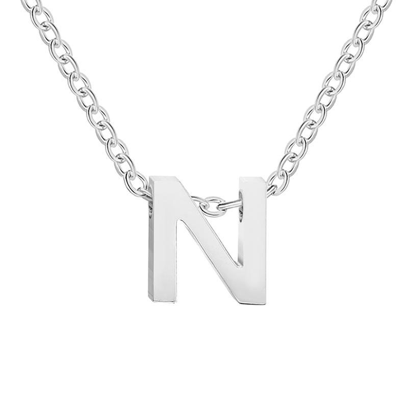 eManco Gold-Plated Stainless Steel Letter Necklace with European & American Pendant