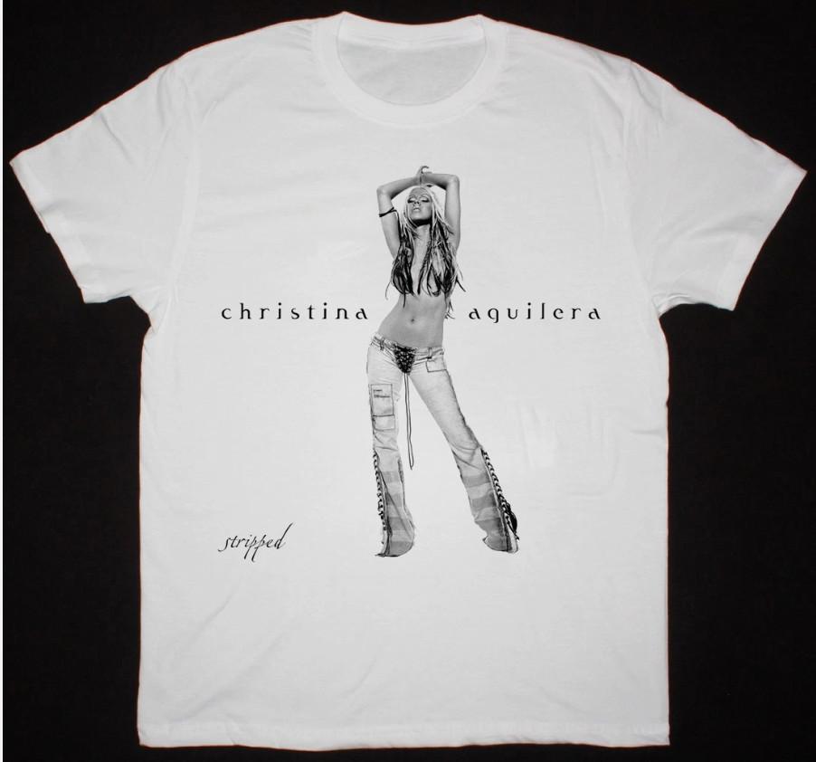 

HOT NEW Retro Stripped Christina Aguilera Shirt Short Sleeve White Unisex S5XL Unisex T-Shirt XL