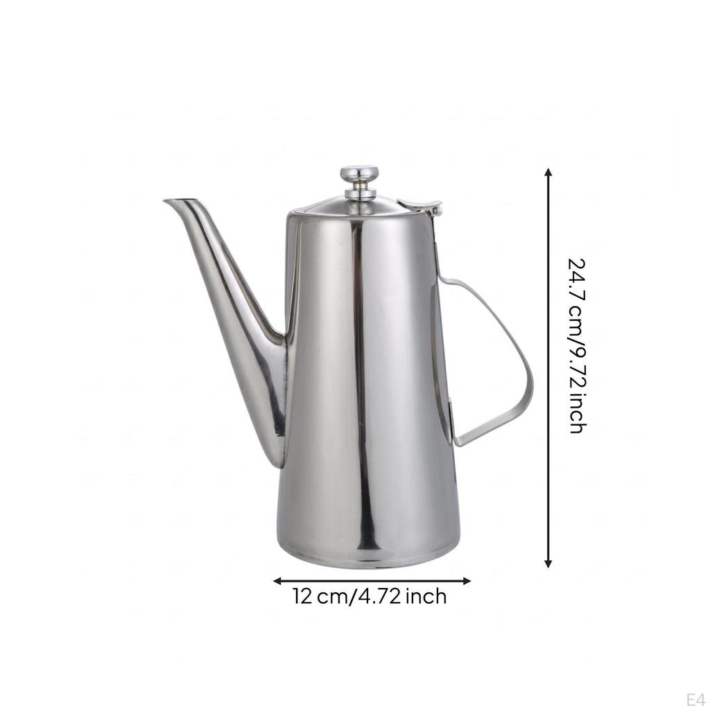 Stainless Steel Pitcher Polished Beverage Attached Lid Metal Water Jug 1.5L Short Spout