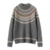 Lekasha Women's Cashmere Goat Wool Fair Isle Knit Turtleneck Sweater for Autumn/Winter