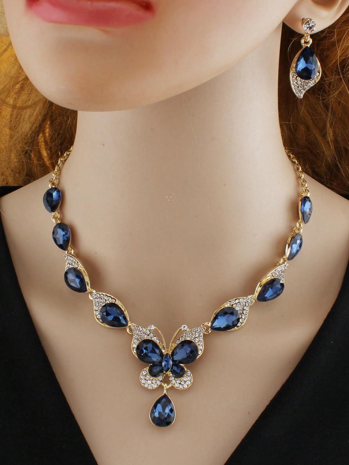 

Последний стильный дизайн Роскошный свадебный вечерний хрустальный набор ожерелья и украшений для женщин Onesize