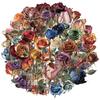 50PCS PET Dried Rose Stickers Retro Design Removable Graffiti Stickers Reusable Waterproof DIY Decorative Stickers