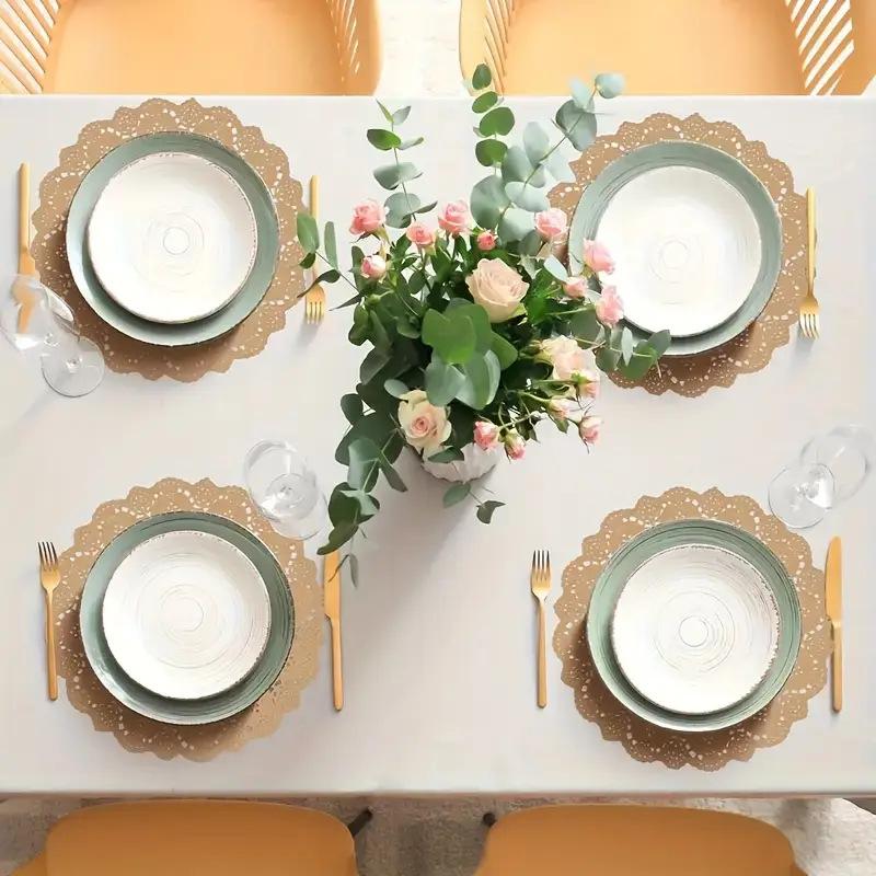 Disposable Kraft Paper Table Mat Placemats Baking Dessert Pad for Wedding Accessories Birthday DIY Party Christmas Decor