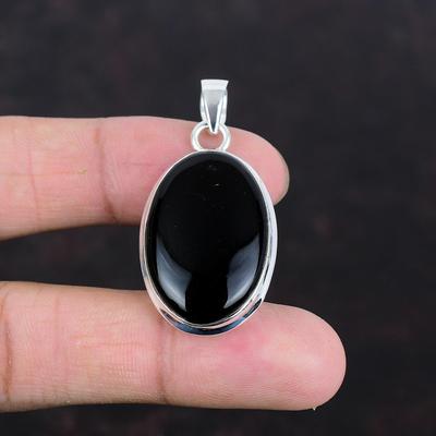 Black Onyx Pendant Original Gemstone Handmade Pendant 925 Sterling Silver Pendant Very Pretty Black Onyx Jewelry Decent Pendant Gift For Her
