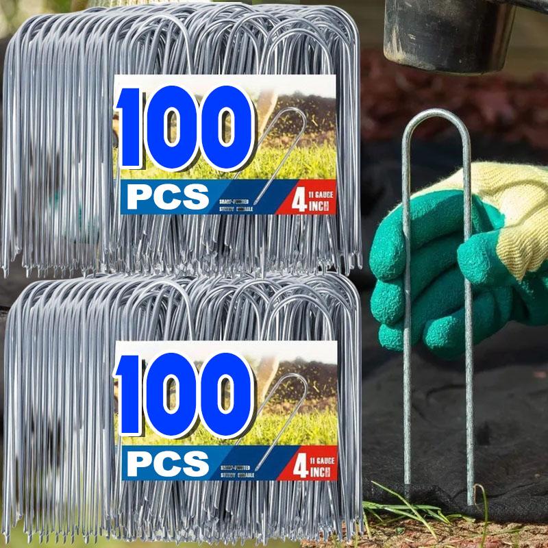 Grampos de Jardim Tipo U Estacas de Cerca Pesadas Pinos de Gramado Estacas Galvanizadas para Paisagismo Espigão para Fixar Barreira Contra Ervas Daninhas Cobertura de Solo