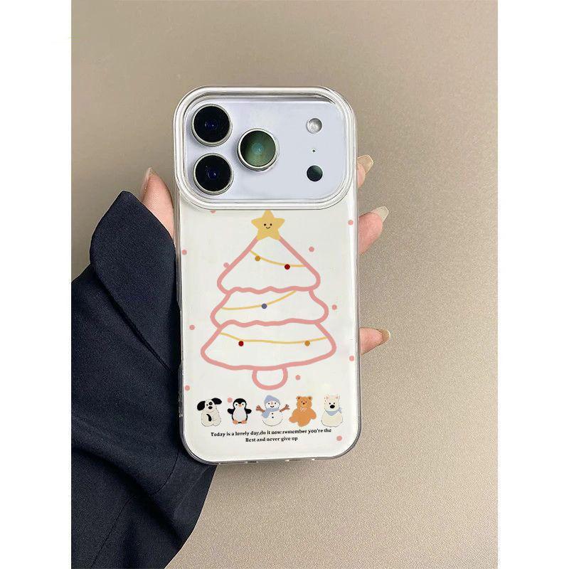 Winter Animal Christmas Tree Suitable for Apple 16/17Promax Mobile Phone Case IP15Pro Large Hole IMD Case 14/13