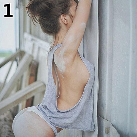 

Женская сексуальная летняя мода с v-образным вырезом без рукавов, свободная повседневная футболка, жилет, майка M серый