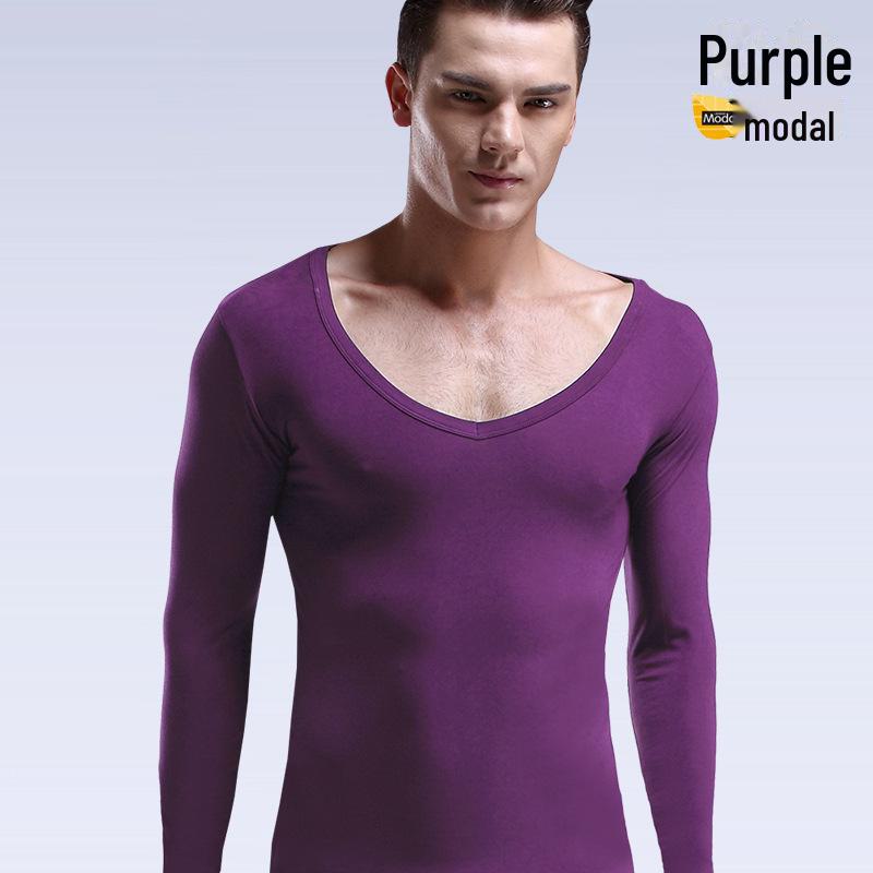 Herren Slim Fit Langarm V-Ausschnitt Baselayer Shirt - Unifarben, Leichtgewicht für Herbst & Winter