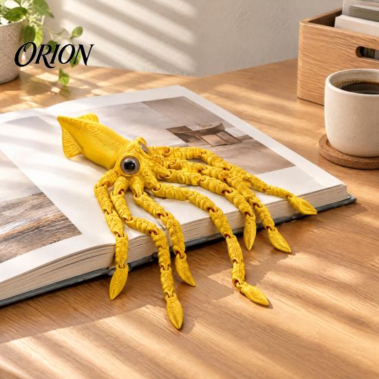 Ocean Themed Party Favors 3D Printed Squid Fidget Toy, Flexible Articulated Marine Animal Figure, Decompression Educational Cognitive Teaching