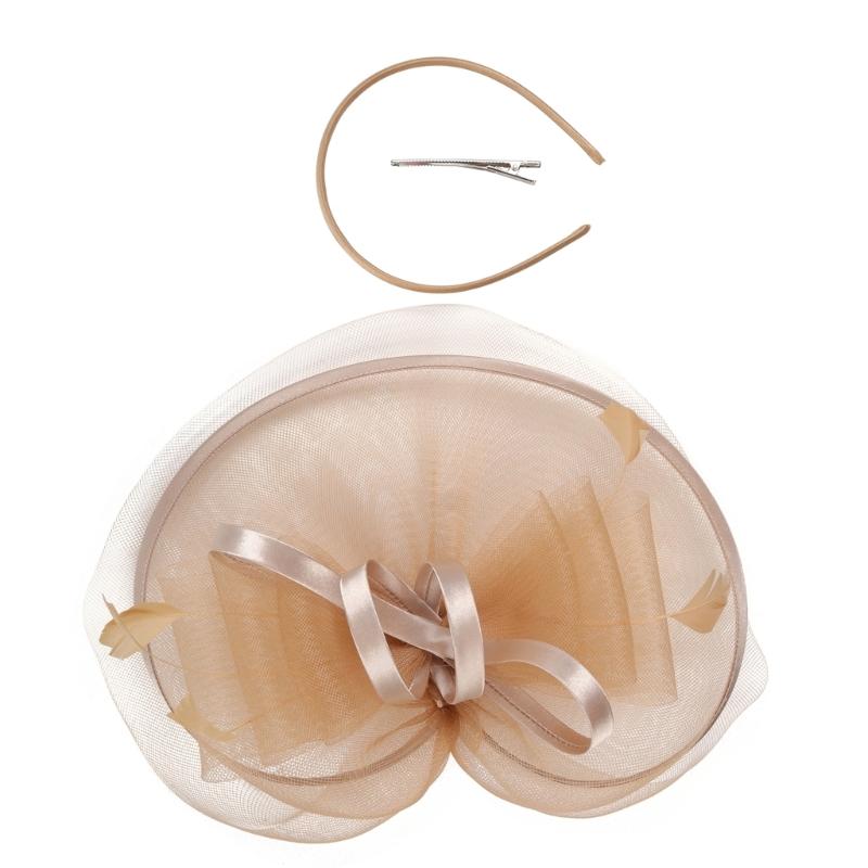 Retros Feather Mesh Hair Clip Handmade Elegant Hair Accessory For Women Wedding Party Retros Style Lightweight Decoration