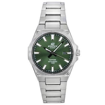 Refurbished Casio Edifice Sapphire Crystal Analog Stainless Steel Green Dial Quartz EFR-S108D-3A 100M Men's Watch