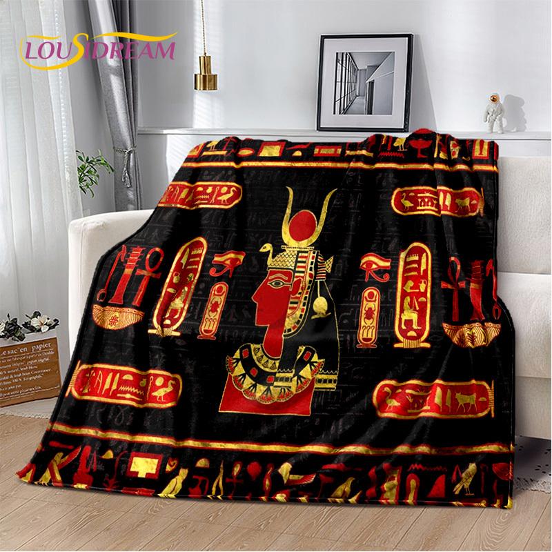 3D Ideographic Sign Symbols Ancient Egyptian Mythological Blanket,Soft Throw Blanket for Home Bedroom Bed Sofa Cover Blanket Kid