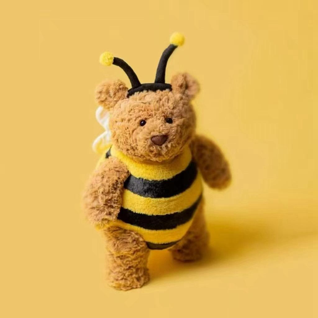 JC Barcelona Bear Doll Cute Bee Bear Plush Toy Cake Bear Doll Girl Bedmate Doll