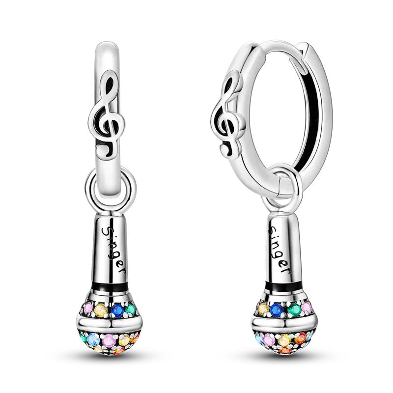 925 Sterling Silver Love Feather Moon Star Heart Earrings Fit Original Charms Hoop for Women Girls Stud Earring Jewelry Gifts