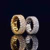 All Cz Around Triple Row Round Cz Iced Out Bling Gold Cz Men Ring
