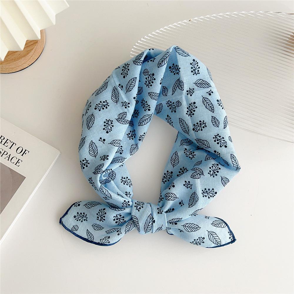 Cotton And Linen Small Square Scarf Silk Scarf Women'S Spring And Autumn New Style Artistic And Versatile Fashionable Temperament Headband Scarf