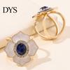 Retro Scarf Accessory Enamel Flower Ring, Oval Faux Gemstone Clip, Ring Sparkling Rhinestone Holder for Women Neckerchiefs Shirts Scarves Shawls Clip