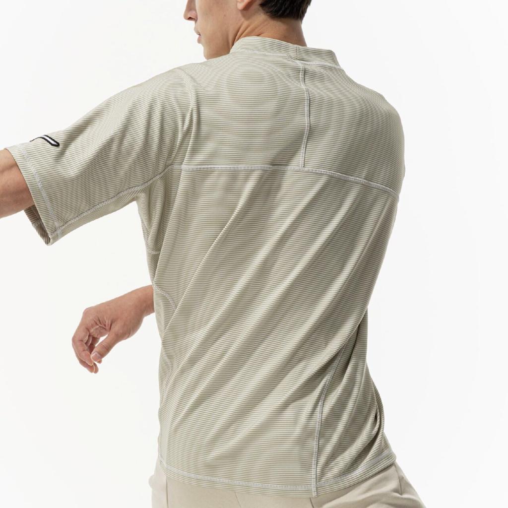 Training Wear Stretch Stripe Stretch 32MAD003 Unisex Silver Birch 3XL [Mizuno] T-Shirt