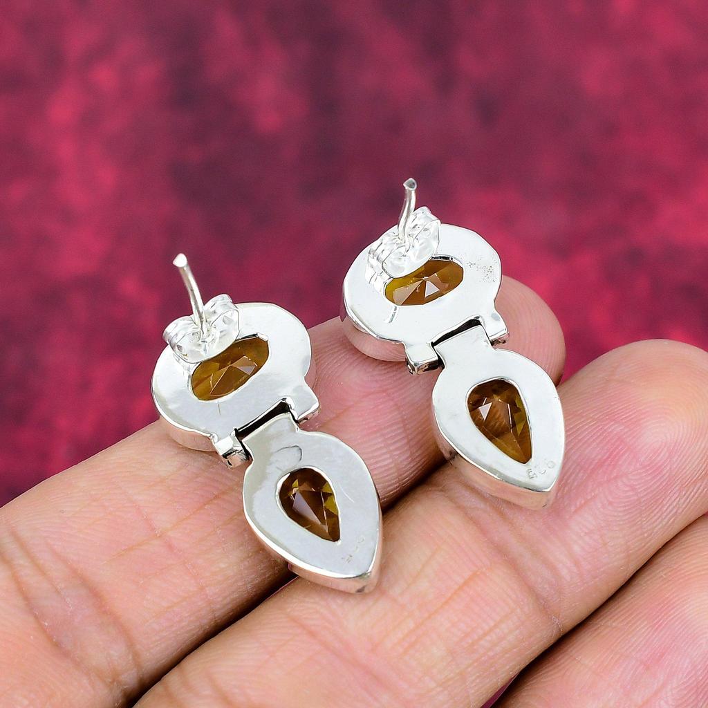 Lemon Topaz Earrings Gemstone Jewelry, 925 Solid Sterling Silver Handmade Earrings, Latest Design Jewelry