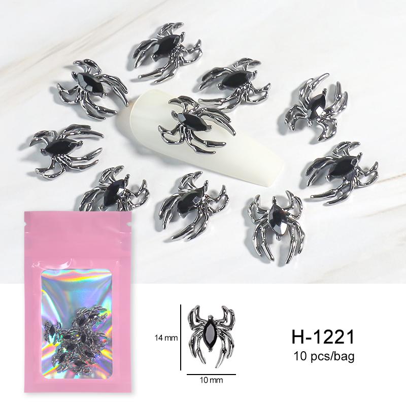 Alloy Skull Nail Charms Retro Halloween Decals Ornaments 3D Ghost Silver Classic Jewelry Nails Art Design Manicure Accessories