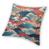 Waves Of Harmony Sakura Bird Square Pillowcase Polyester Linen Velvet Pattern Decorative Pillow Case Sofa Seater Cushion Cover