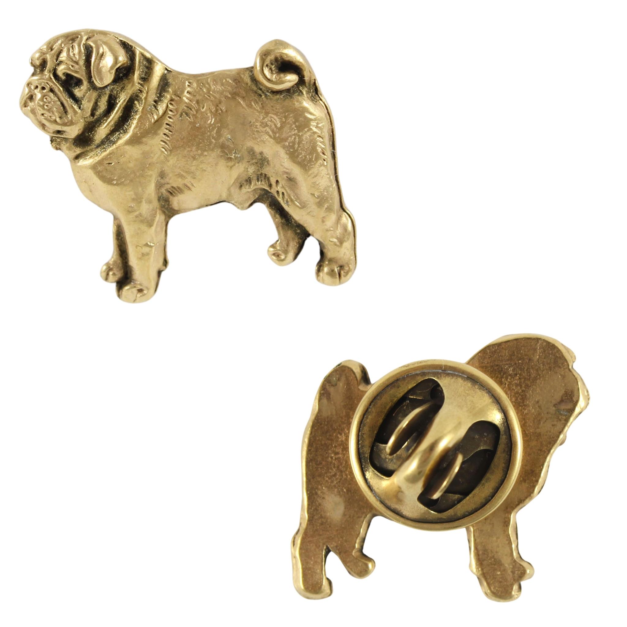 

Pug - gold-plated pin brooch, elegant dog ornament, unique pin by Art-Dog brand