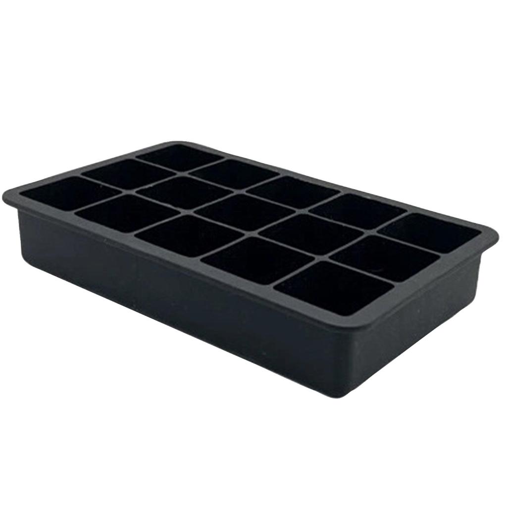 Silicone Large Ice Cube Tray Mold Flexible Non-Stick Ice Maker with 15 Large Square Compartments for Home Kitchen Freezer Use