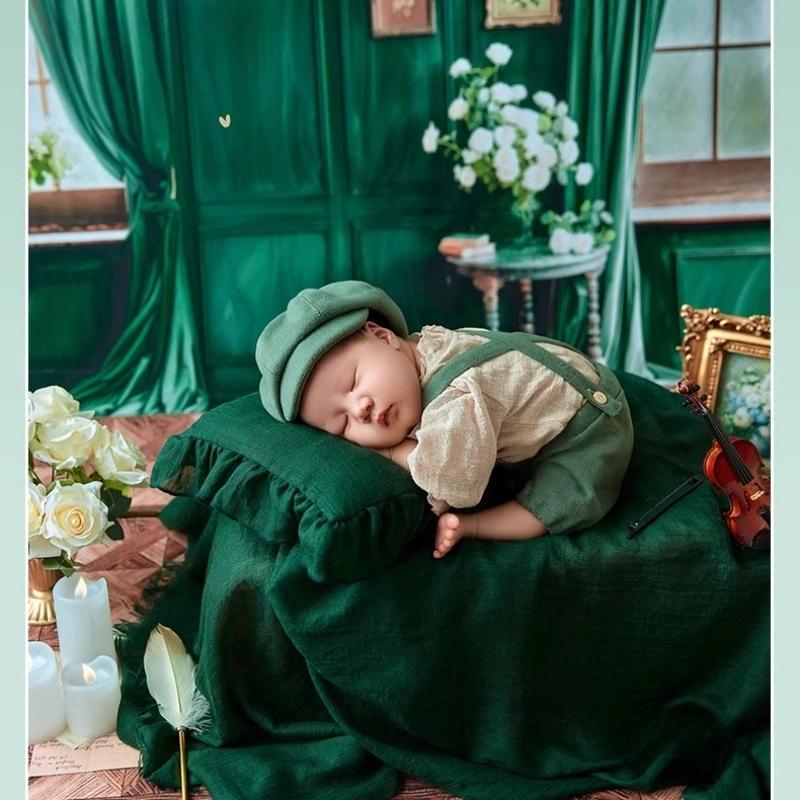 3pcs Newborn and One Month Old Baby Photography Clothing Accessories Monet Garden French Retro Gentleman Theme Photography Props