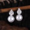 ZAKOL Fashion Water Drop CZ Zircon Imitation Pearl Stud Earrings For Women Elegant Wedding Party Bridal Jewelry