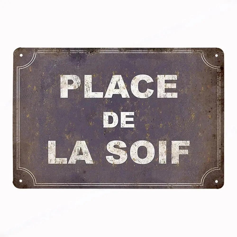 French Vintage Metal CUISINE Signs Decor Posters Plaque Retro Tin Sign Bar Pub Club Wall Decor Painting Decorative Plate