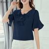 ZANZEA Women Summer Ruffles V-Neck Casual Short Sleeve Blouse